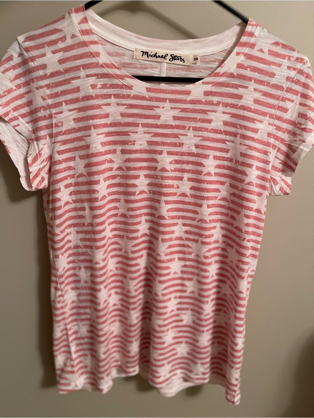 Michael Stars Women Red White Americana Star Stripe Tee Sz. OS